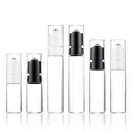 100pcs 10/15/20ml Press Lock Clear Glass Perfume Roll On Bottles Essential Oils Roller Vial