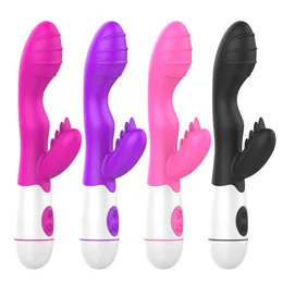 Massage 12 Speed ​​Dual Vibration Av Magic Wand G Spot Kanin Vibrator Vagina Clitoris Stimulator Massager Sexleksaker För Kvinna Sexleksaker