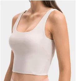 Women's Tanks Camis lululem U-shaped Back Women'sTops Yoga Vest with Breast Pad Skin Friendly Sports Bra Fitness Running Gym Underwear 2023