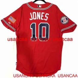 Cucita CHIPPER JONES COOL BASE JERSEY Maglie ritorno al passato Uomo Donna Gioventù Baseball XS-5XL 6XL