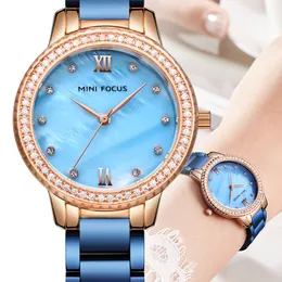 Женщины Часы Девушка Мода Кристалл Часы Браслет Женские Часы Высококачественная наручные часы Reloj Mujer Blue Whatch