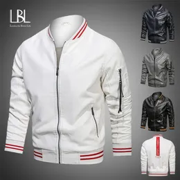 Erkekler Casual Moto Biker Deri Ceket Sonbahar Ceket Erkekler Moda Vintage Dış Giyim Zip Up Sıkıntılı Faux Deri Ceketler Erkekler 211111