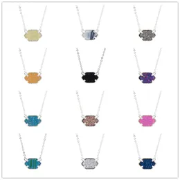 inspired jewelry Resin Drusy Geometry Pendant Necklace fashion druzy oval necklaces silver plated brand For women girls