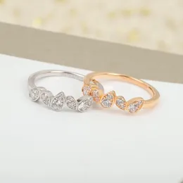 2021 Tendência de primeira qualidade europeia marca famosa moda pura anéis de jóias para mulheres luxo gota de água rosa anel de ouro
