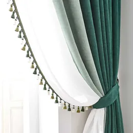 Bläck grön anpassad morandi ljus lyx chenille gardin full blackout värme gardin för vardagsrum sovrum 210712