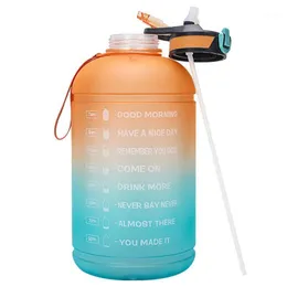 Bottiglia d'acqua Grande capacità 3.78L BPA FREE Shaker con manico indicatore del tempoPaglia per fitness all'aperto Palestra Allenamento Bottiglie sportive