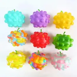 Antystress Apple Rainbow Ball Push Bubble Fidget Toys Decompression Squeeze 3d Bouncychildren Decompression Sensory Toy