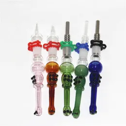 Smoking Mini Nectar Kit Dab Oil Rigs Pipe Pyrex Glass Pipe 14mm Joint Cannucce in acciaio inossidabile