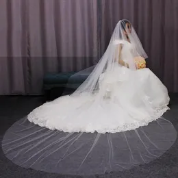 Bridal Veils Simplicity Plain Tule 2層ロングウェディングベールエレガント3メートルTホワイトアイボリーカバーフェイス櫛