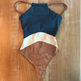 One-stycke passar kvinnors badkläder lapptäcke en bit baddräkt badkläder hög hals bodysuit baddräkt kvinnor bit badkläder strand slitage monokini 210407