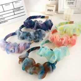 Mode Frühjahr Stirnband Für Frauen Frische Tie-dye Mesh Plissee Haarband Erwachsene Individualität Haar Zubehör Turban