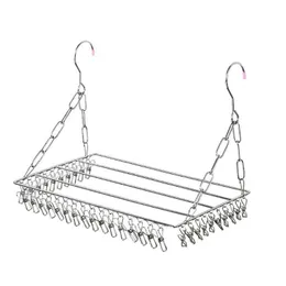 Hangers & Racks Balcony Folding Shoe Drying Rack Clothes Airer Stainless Steel Laundry Hook Clip H58C