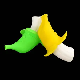 tobacco pipe smoking pipes bong silicone hose joint banana shape oil rig glass bongs length 4.7"