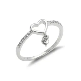 Heart Jewellery 925 Sterling Silver Zircon Ring Blank DIY Pearl Settings Dangle Rings Mount 5 Pieces