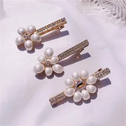 Temperament Beautiful Rhinestones Imitation Pearl Flower Duckbill Clip Fashion Sweet Girl Women's Hairpins Hair Accessories