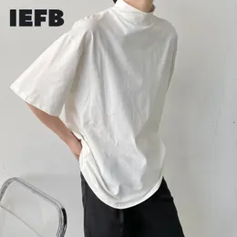 IDEEFB Summer Męska Koreańska Pół Kołnierz Solidny Wszechstronny Koszulka z krótkim rękawem Loose Casual Black Tee Topy 9Y6893 210524