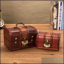 Jewelry Pouches, Bags Packaging & Display Pouches 2Pcs Set Wooden Pirate Jewellery Storage Box Case Holder Vintage Treasure Chest By Sea Gwb