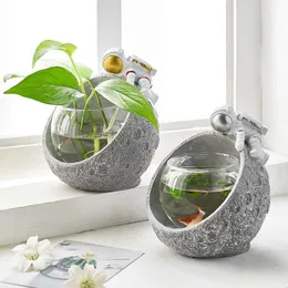 Creative Korean Glass Plant Flower Vase Decoration Home Astronaut Harts Diver Ornament Vases Hydroponics Office Desktop Decor 210623