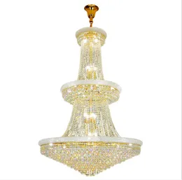 Golden crystal chandelier living room lamp modern luxury large duplex building villa hotel lobby ladder decoration