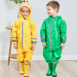 Hooded Kids Raincoat High Visibility Reflective Rainsuit Rainwear Breathable Raincoat For Children 0.9-1.35M Boy Girl Students