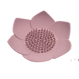 Silicone Flower Soap Dishes Creative Solid Color Soaps Box Draining Home Hotel Portable Container For Bath RRA10421