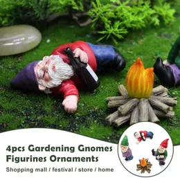 Gnomi da giardino in miniatura Figurine Ornamenti Accessori per fate Kit Gnomo-gnomo ubriaco Divertente decorazione per il desktop 210804