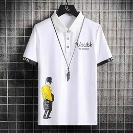 Krótki rękaw 100% Cotton Casual O-Neck T-Shirt Men Summer Fashion Slim Fit Print Tops Tee Koszula Drop 210716
