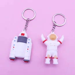 Fashion Stereo Cute astronaut Keychain Key ring Rocketl Keychain Cartoon Mobile Phone Bag Fun Pendant