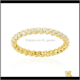 Drop Delivery 2021 Sterling Sier Yellow Gold Color Baroque Style Zircon Soleil Small Thin Ring Women Fine Cz Jewelry Cluster Rings 1Xink