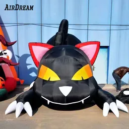 Vendita gatto nero gonfiabile gigante per la decorazione all'aperto animale malvagio di Halloween