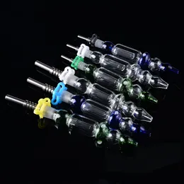 Wholesale Micro NC Set Mini Nectar Collector Kit Hookahs 10mm 14mm Nector Collectors Dab Straw Oil Rigs Glass Water Pipe Titanium Tip