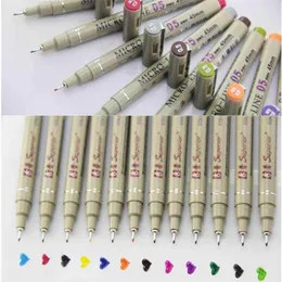 12 färger porös pennor ritning design sketch mikron 0.5mm fineliner Neelde levererar 211104