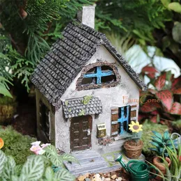 Fairycome Miniatur Garden House Rustykalne Żywica Domek Woodland Home Mieszkania Mini wiejskie Domy 211105