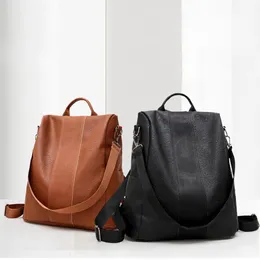 Woman Anti-theft Backpack Bag Casual Wild Soft Leather Dual-use Large Capacity Mujer Bolsa Feminina Sac Main Femme Style