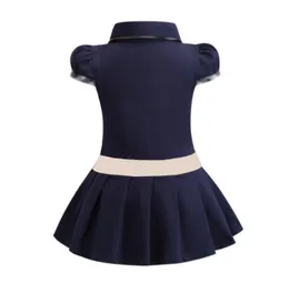 Baby Girls Dress Lapel College Wind Short Sleeve Pleated Polo Shirt kjol barn casual designer kläder barn kläder bästa kvalitet