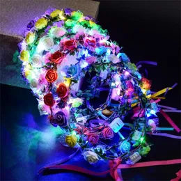 LED Decorative Flowers Wreath Wedding Dress Hair Garland Bridal Bridesmaid Floral Crown Hawaii Seaside Holiday Decor Accessories RH3319