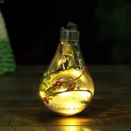 LED Transparent Lysande Ball Julprydnader Kreativ simulering Glödlampa Julgran Hängsmycke Plastkula W-00829