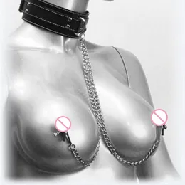 yutong Faux Leather Choker Collar with Nipple Breast Clamp Clip Chain Couple SM nature Toys for woman Funny and interesting Adult games