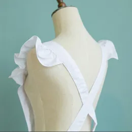 Förkläden Ruffles Outline Retro Vit Förkläde Med Fickor Justerbar Victorian Maid Bib Dropship