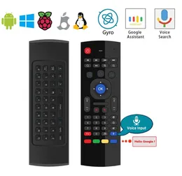 MX3 Air Mouse Gyro Opcjonalne podświetlenie lub głos z Uczenie się IR QWERTY 2.4G Bezprzewodowy pilot zdalnego sterowania 6AXIS dla Android TV Box