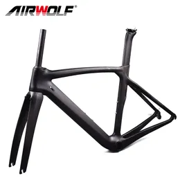 Telaio per bici da strada in fibra di carbonio Airwolf Telai per biciclette da corsa Forcella reggisella 50 53 55 57cm taglia BB386 U Brake fit Di2gruppo meccanico 2 anni di garanzia