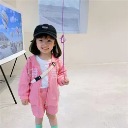 Children Clothing Spring Summer Baby Girls Clothes Hooded Topds+ Shorts Outfit Suit Toddler Kids Tracksuit For 210615