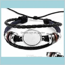 Charm Armband Fashion Diy Multi Layer Leather Armband Bangle Blank Base Fit 20mm Round Po Glass Cabochon Setting Bezel Tray Jewelry