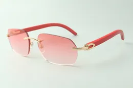 Direktförsäljningsdesigner solglasögon 3524024, röda trätempleglas, storlek: 18-135 mm
