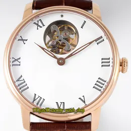 Вечность Часы JBF Tourbillon Volant Une минутка 12 jours Cal.25 Турбийн Автомата 66240-3631-55B белый циферблат мужские часы роза золотой чехол сапфировый кожаный ремешок