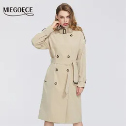 MIEGOFCE Collezione Primavera Donna Giacca a vento Moda gratuita Casual Alta qualità con cintura abbottonata mantello 210914