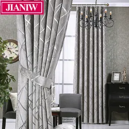 Jianiw Luxurious Chenille Jacquard geometriska mönsterfönster Blackout Curtain Drapes Persienner för vardagsrum Sovrum Custom Made 210712