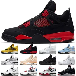 WITH BOX Jumpman 4s Basketball Shoes 4 Men Military Black Cat Red Thunder Lightning University Blue White Oreo Bred Pure Money What The Mens Trainers Sport Sneakers Si