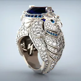 Moda Kreatywny Blue CZ Kamień Papuga Pierścień Micro Brukowane Dżetów Ptak Dla Kobiet Punk Party Gothic Biżuteria Prezent G5C329 Klaster Pierścienie