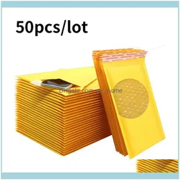 Packing Office School Business Industrial50pcs Mailer Kraft Paper Bubble kuvert Väskor Mailers vadderat kuvert med Mailing Bag Sh Drop D